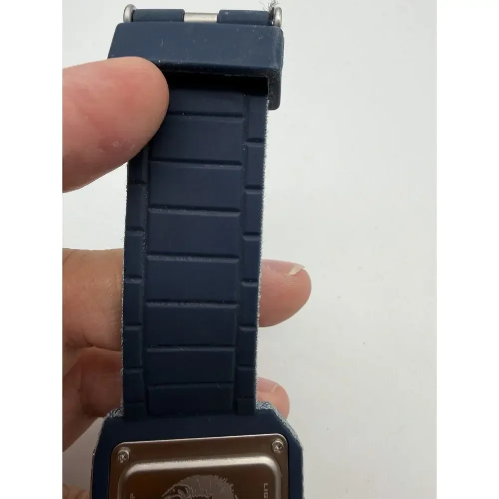 DIESEL DZ1713 Watch Denim Color Silicone Strap Good Condition New Battery